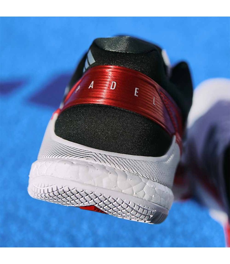 Adidas Crazyquick Boost paddle shoes in white, black, and red. | IPONTENNIS