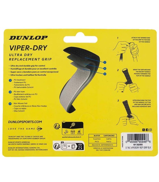 Manico Dunlop Viper-Dry nero | IPONTENNIS