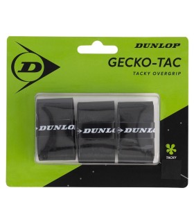 Pack of 3 Dunlop Gecko Tac Black Overgrips | IPONTENNIS