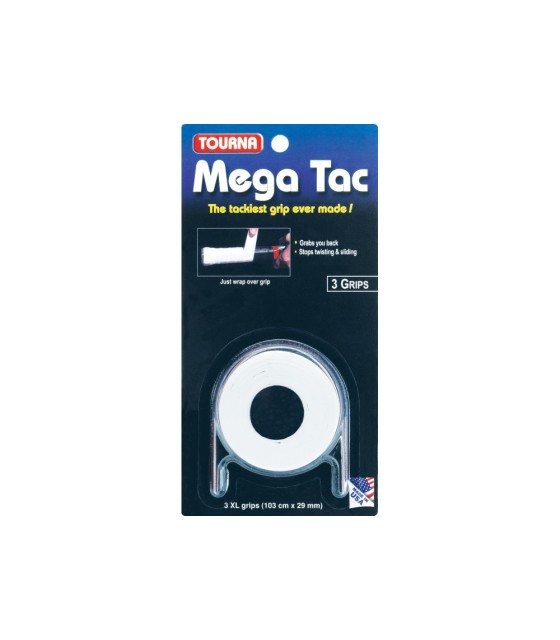 Set of 3 white Tourna Mega Tac XL overgrips | IPONTENNIS
