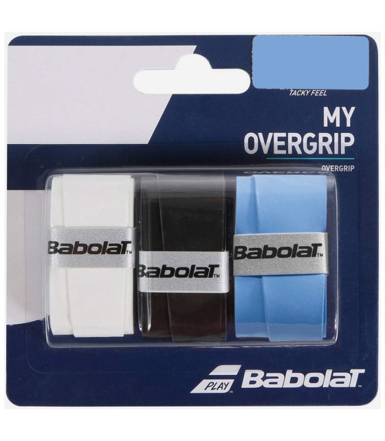 Pack de 3 overgrips Babolat Azul, Branco e Preto. | IPONTENNIS