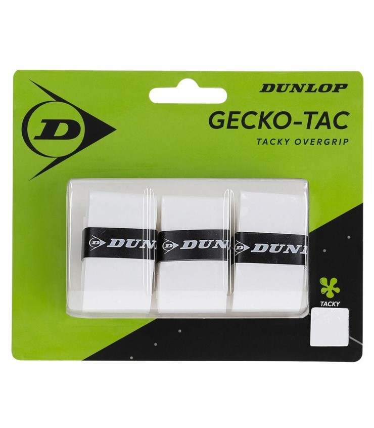Pack of 3 Dunlop Gecko Tac White Overgrips | IPONTENNIS