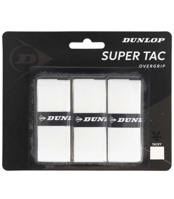 Pacote de 3 overgrips brancos Dunlop Super Tac | Ipontennis