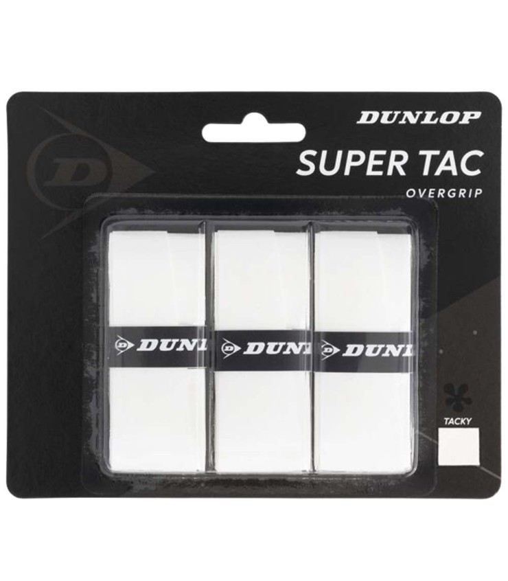 Pacote de 3 overgrips brancos Dunlop Super Tac | Ipontennis