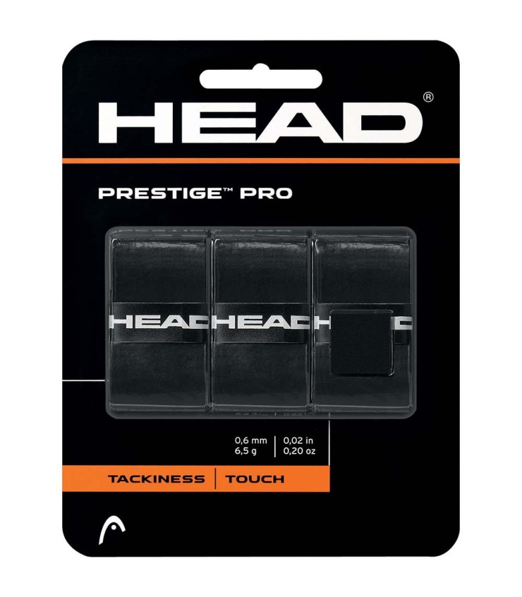Racchetta Head Prestige Pro nera con 3 overgrips. | IPONTENNIS