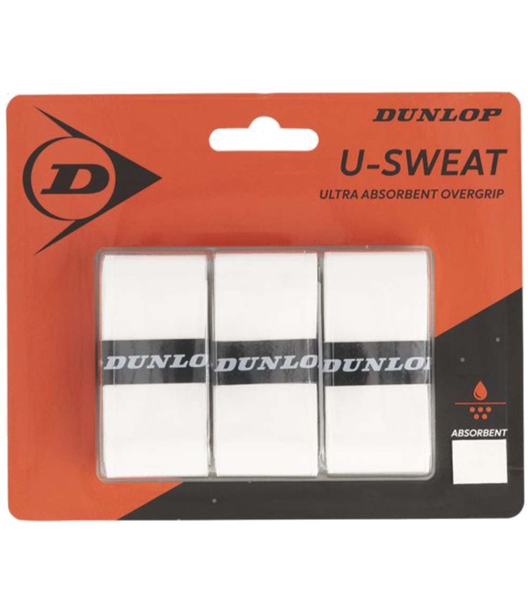 Jogo de 3 Overgrips Branco Dunlop U-Sweat | IPONTENNIS