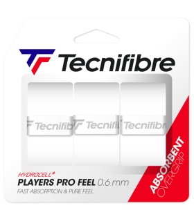 Set of 3 white Tecnifibre Players Pro Feel overgrips | IPONTENNIS