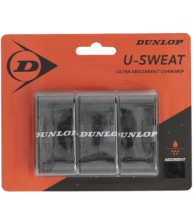 Pack of 3 black Dunlop U-Sweat overgrips | IPONTENNIS