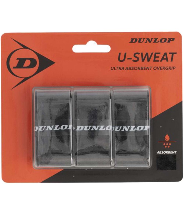 Pack de 3 overgrips pretos Dunlop U-Sweat | IPONTENNIS