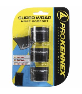 Pack of 3 black Pro Kennex Super Wrap overgrips | IPONTENNIS