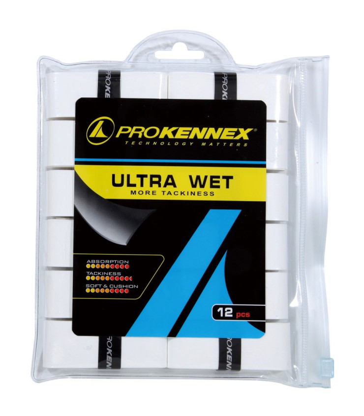 12 overgrips Pro Kennex Ultra Wet blancos 1
