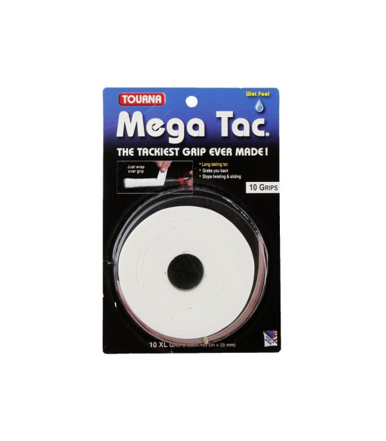 10 overgrips Tourna Mega Tac XL brancos | IPONTENNIS