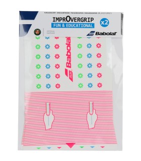 Pacchetto di 2 overgrip Babolat Improvergrip Bianco Rosa | Ipontennis