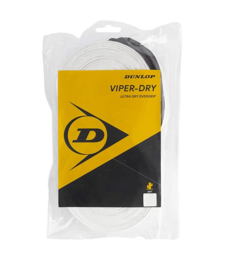 Pack of 30 white Dunlop Viper-Dry overgrips | IPONTENNIS