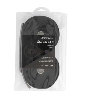 Pack of 30 Dunlop Super Tac Black Overgrips