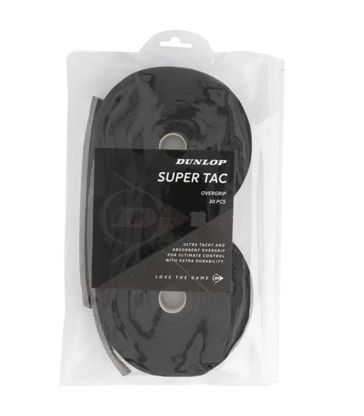 Pack of 30 Dunlop Super Tac Black Overgrips