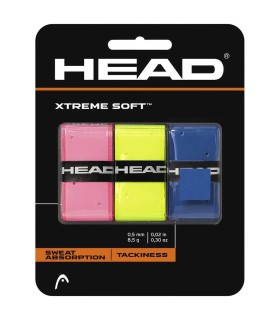 Pack de 3 overgrips Head Xtreme Soft rosa, amarelo e azul. | IPONTENNIS
