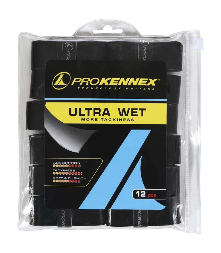 Jogo de 12 grips Pro Kennex Ultra Wet Preto | IPONTENNIS