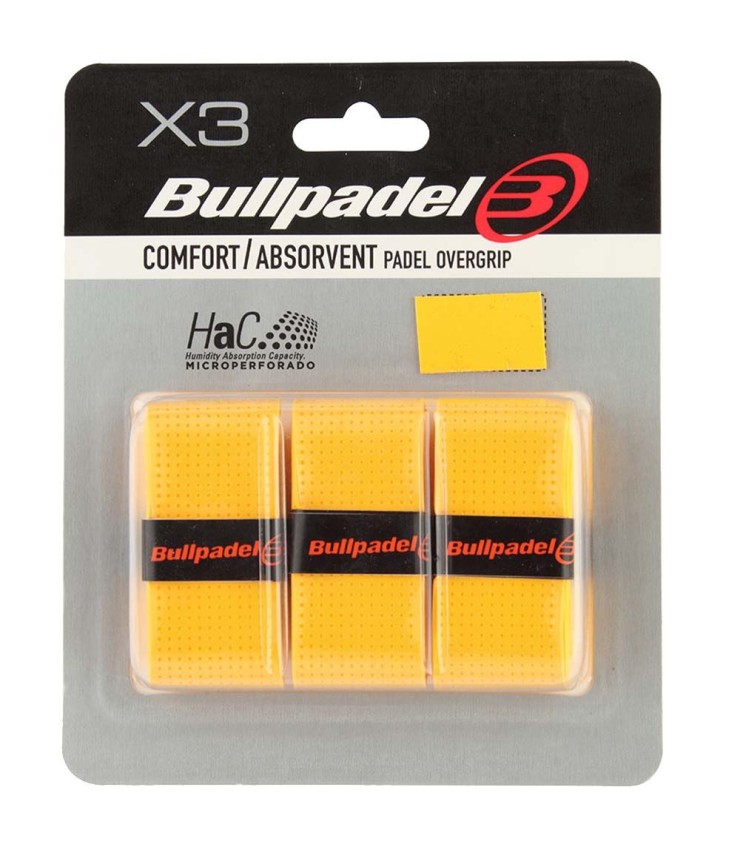 Pack de 3 overgrips microperforados Bullpadel Sensogrip naranja 1