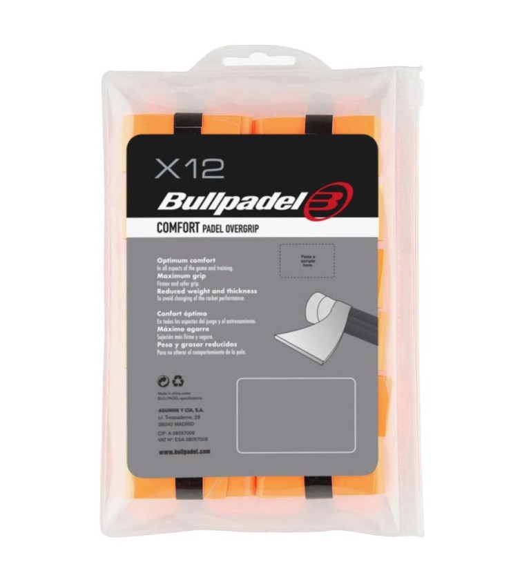 Paquete de 12 overgrips Bullpadel Comfort Naranja 1