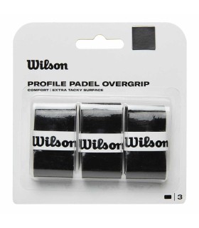 Pack of 3 black Wilson Profile overgrips for a padel racket | IPONTENNIS
