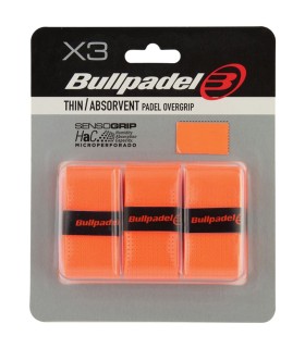 Set of 3 perforated Bullpadel Sensogrip Orange overgrips | IPONTENNIS