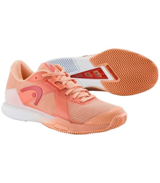 Zapatillas Head Sprint Pro 4.0 Clay Coral Blanco Mujer  4