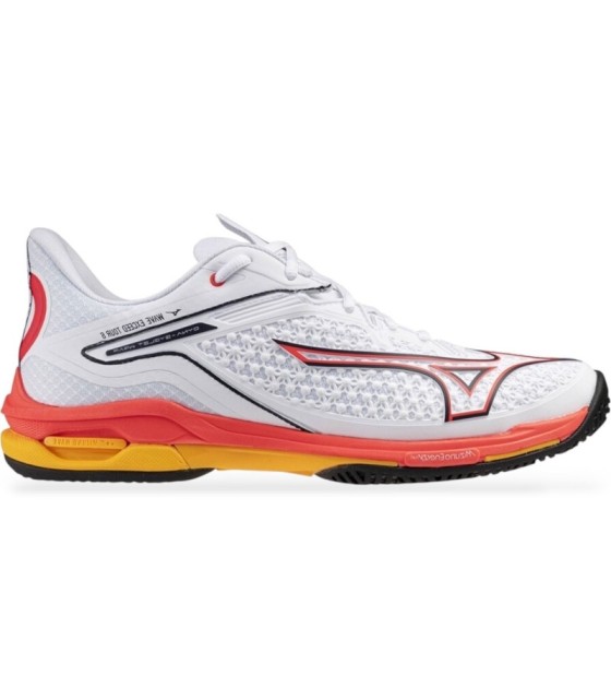 Mizuno Wave Exceed Tour 6 Clay White Coral Yellow shoes | Ipontennis