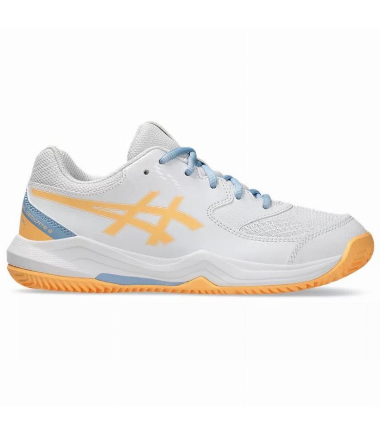 Scarpe Asics Gel Dedicate 8 Padel GS bianco arancione | Ipontennis