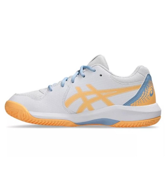 Ténis Asics Gel Dedicate 8 Padel GS Branco Laranja Júnior SHOES