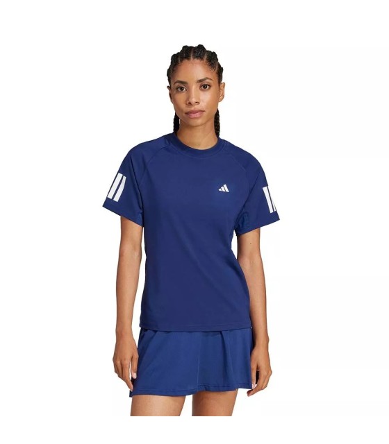 Damen T-Shirt Marineblau Adidas 3 Streifen
