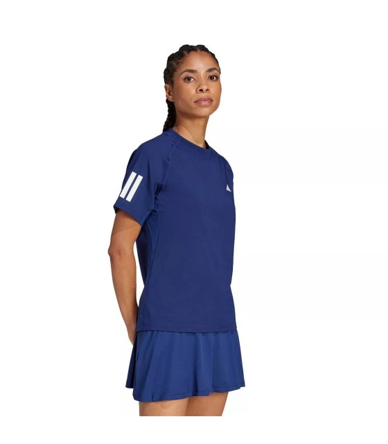 Camiseta Azul Marinho para Mulher Adidas 3 Listras