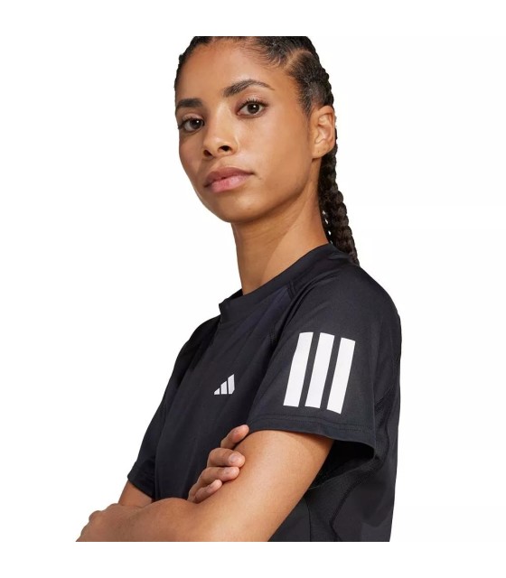 Camiseta preta Adidas 3 listras mulher | Ipontennis