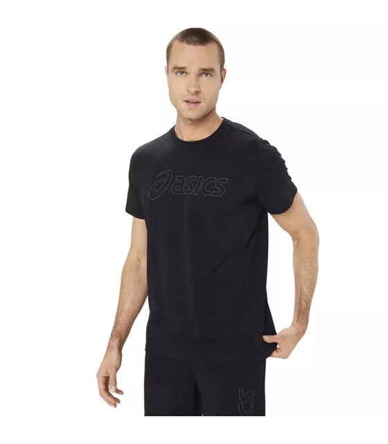 Schwarzes T-Shirt mit Asics-Logo, Kurzarm. | IPONTENNIS