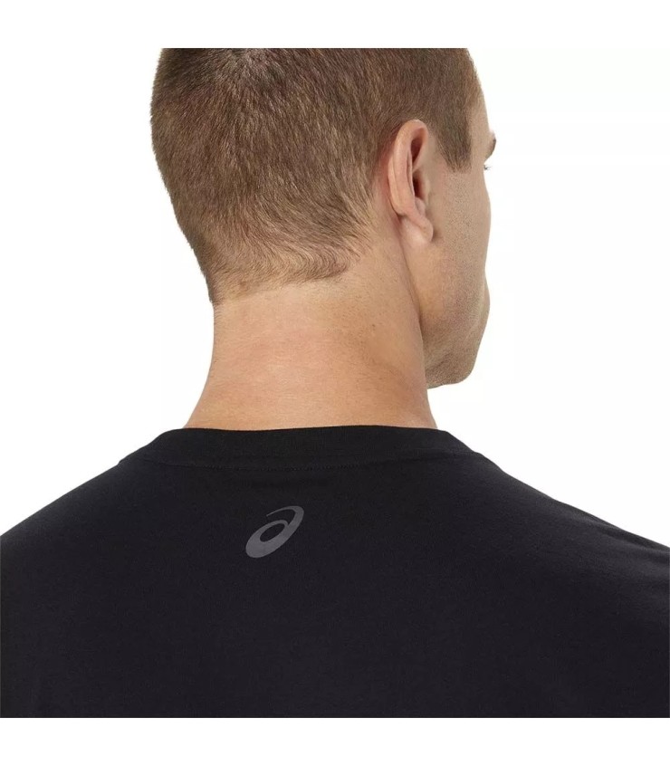 Schwarzes T-Shirt mit Asics-Logo, Kurzarm. | Ipontennis