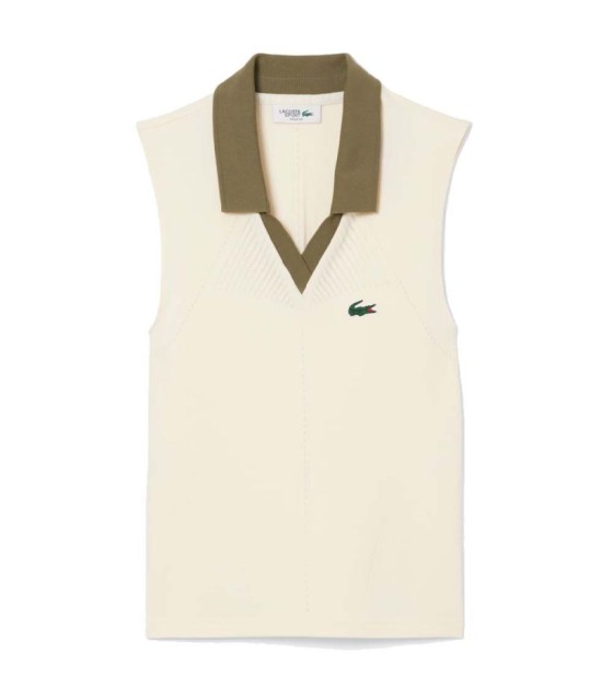 Polo Lacoste Donna senza maniche beige