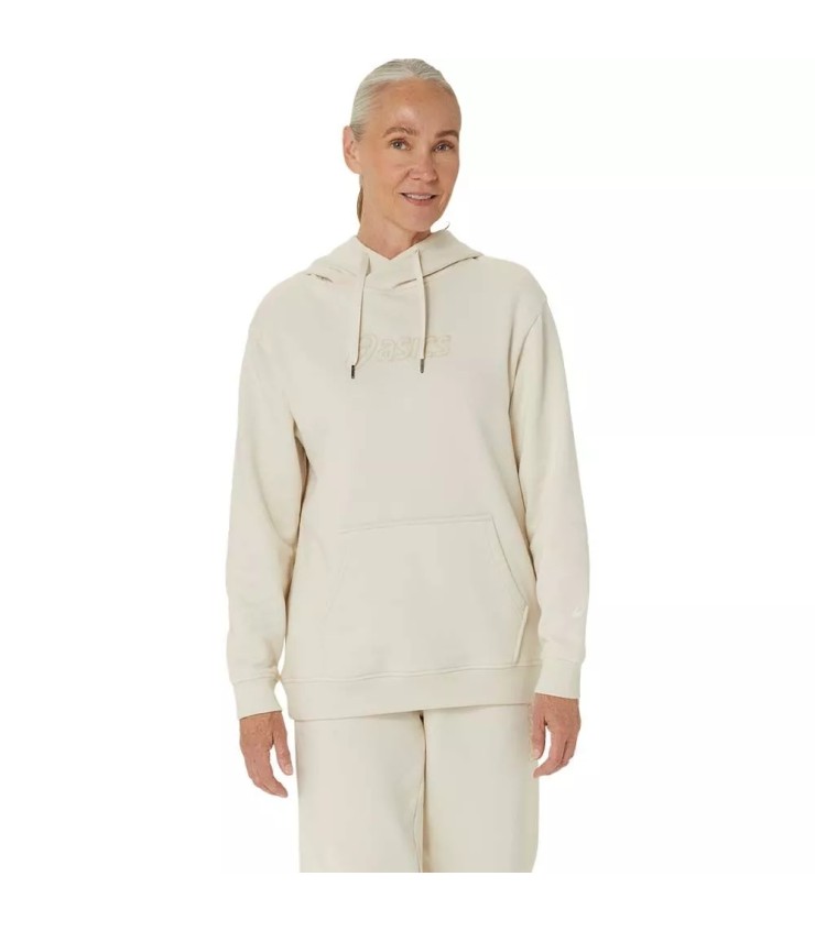 Sudadera con capucha para mujer Asics Logo en color blanco roto 1