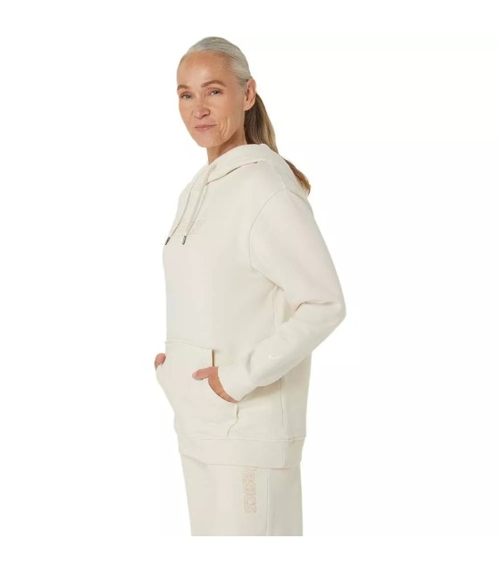 Camisola com capuz para mulher Asics Logo em branco sujo | Ipontennis