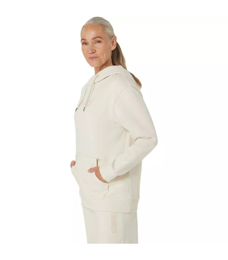 Camisola com capuz para mulher Asics Logo em branco sujo | Ipontennis