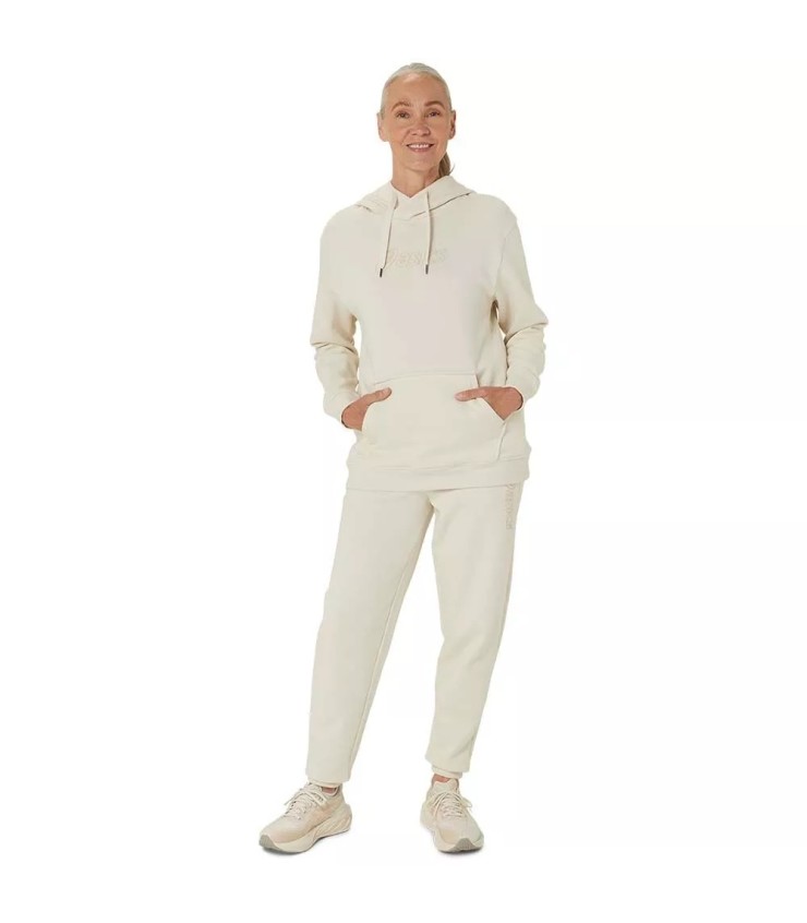Sweat à capuche pour femme Asics Logo en blanc cassé | Ipontennis