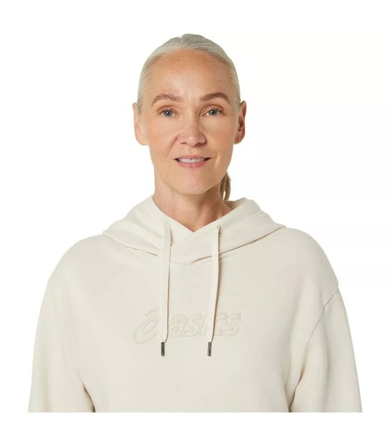 Camisola com capuz para mulher Asics Logo em branco sujo | Ipontennis