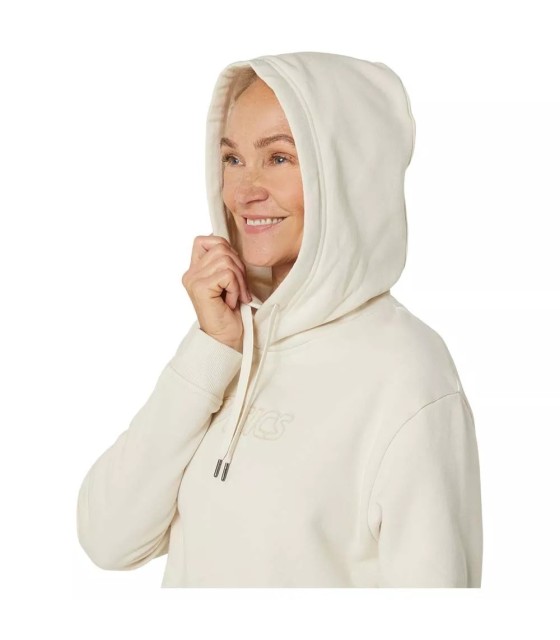 Camisola com capuz para mulher Asics Logo em branco sujo | Ipontennis