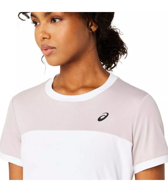 Camiseta Asics Court SS Mulher Branca Rosa | Ipontennis