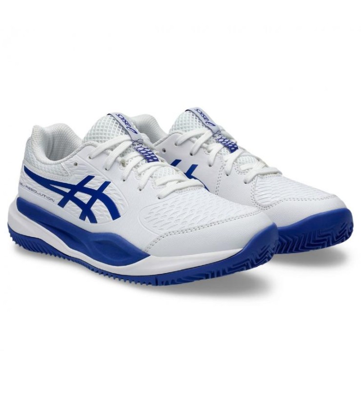 Zapatillas Asics Gel Resolution X Clay GS Blanco Azul Cobalto Junior. 4