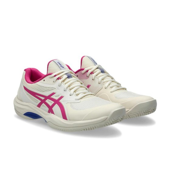 Tênis asics jogo ff argila creme rosa mulher brilhante 4