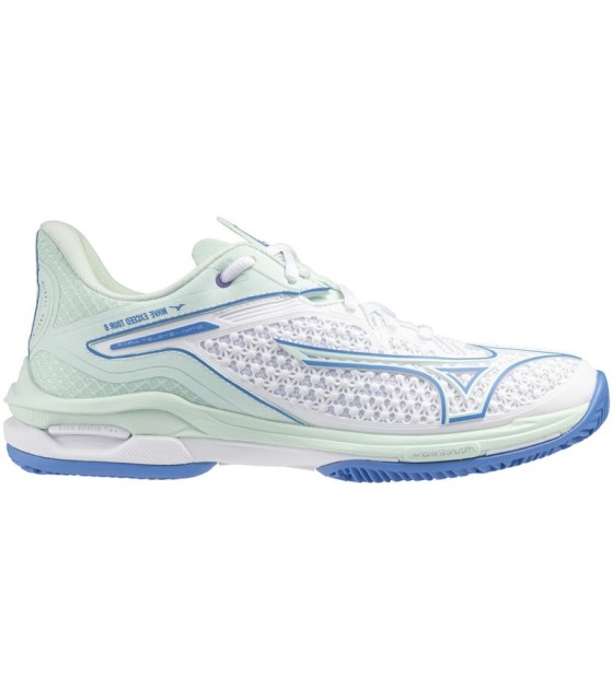 Tênis mizuno onda excedem excursão 6 argila branco azul mulher 1