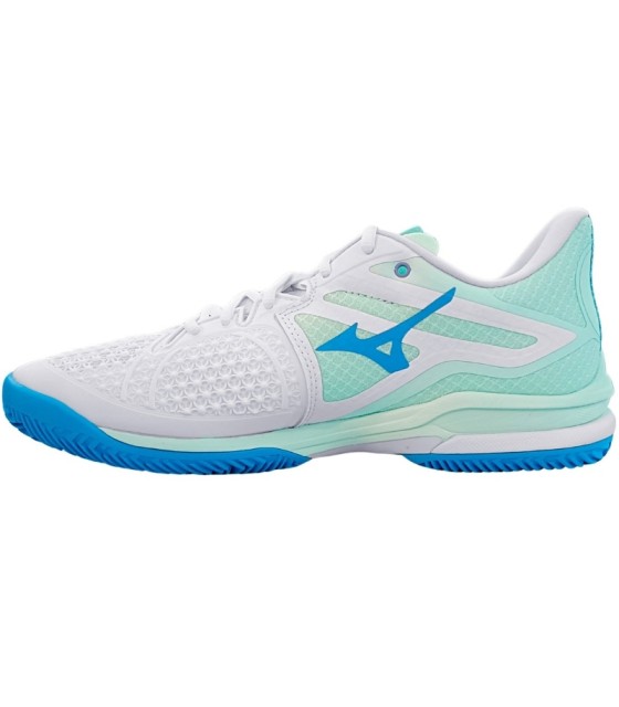 Tênis mizuno onda excedem excursão 6 argila mulher azul branco 3