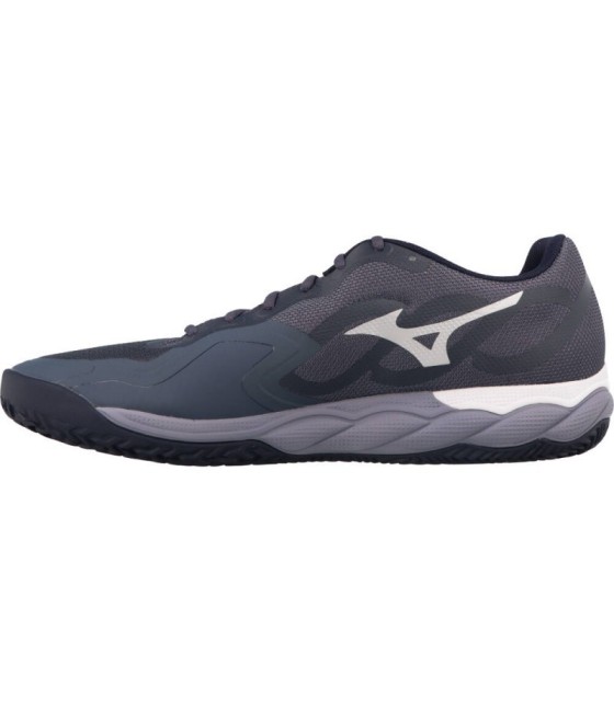 Tênis mizuno wave impor cravo argila cinza branco azul 3