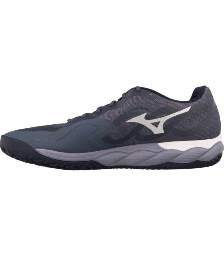 Sneakers Mizuno Wave Application Court Clay Gris Blanc Bleu 3