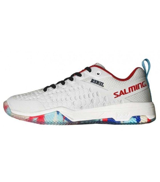 Sapatos de salming Luz rebelde Dazzle branco branco vermelho. 3